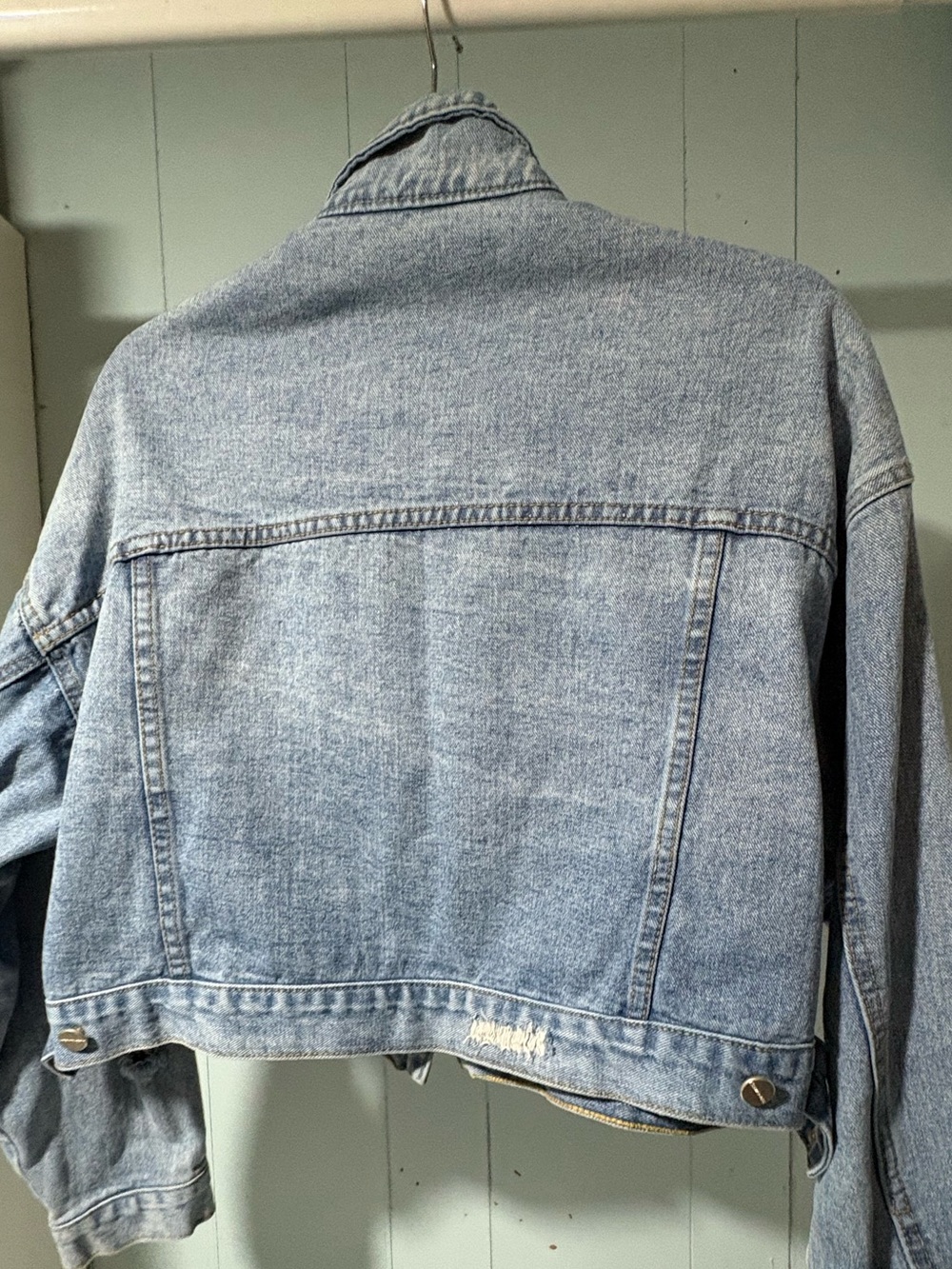 Women's Light Blue Denim Jean Jacket - Casual Oversized Style
